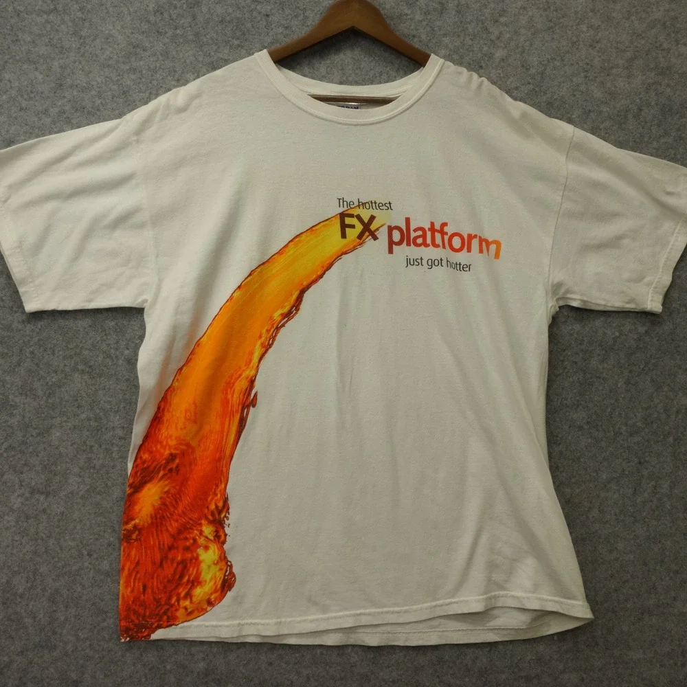 Vintage 90s FX Platform T Shirt XL White Graphic LavaFX FinTech Promo Tee GILDAN